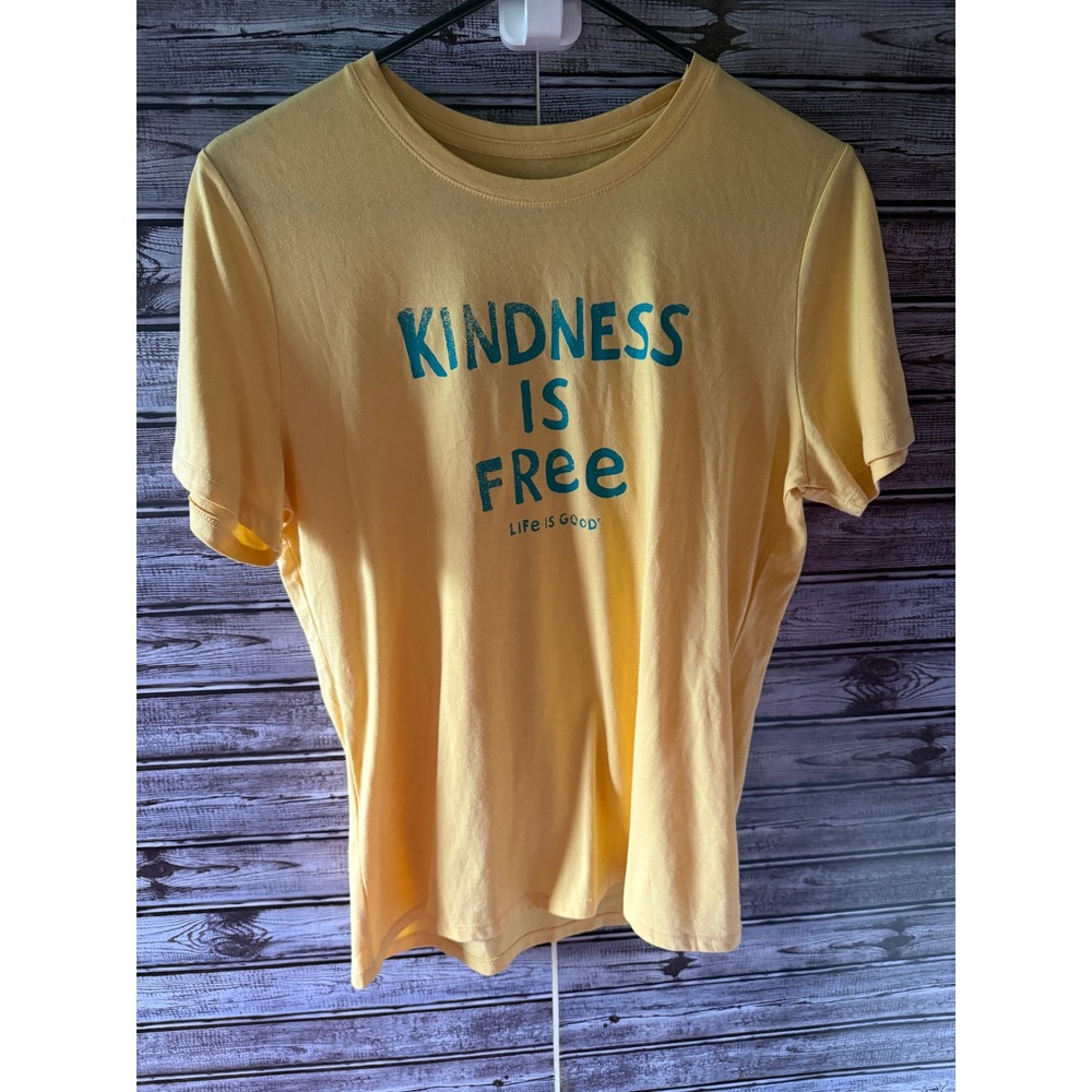 Life is Good Women's Short-Sleeved Tee Size M Yellow Kindness is Free NWT